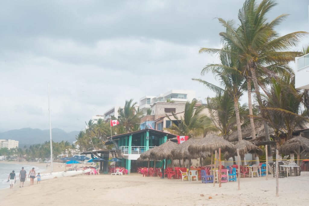 Canadian flags in condos at Bucerias beach